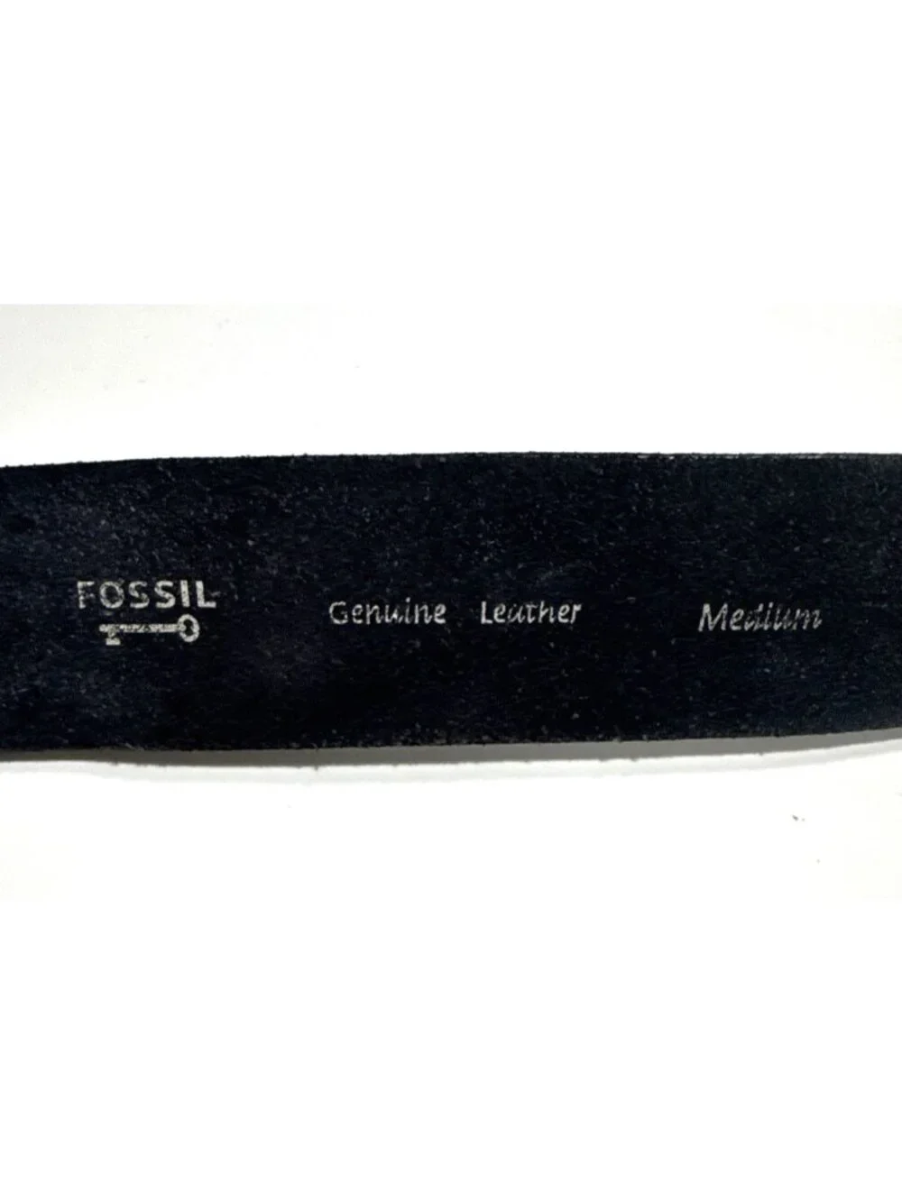 Fossil Black Leather Belt with Silver Metal Buckle Size Medium